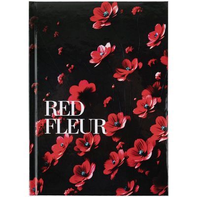Книга записная твердая обл. А5, 96 л., клет., Red fleur