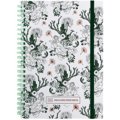 Блокнот на спирали карт. обл., А5, 80 л., кл.,OS, Green birds