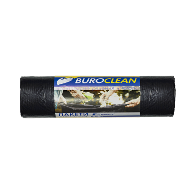 Пакети для сміття 160л10шт, 900*1070мм, міцні чорні, 22мкм ПВТ (LDPE), BUROCLEAN EuroStandart