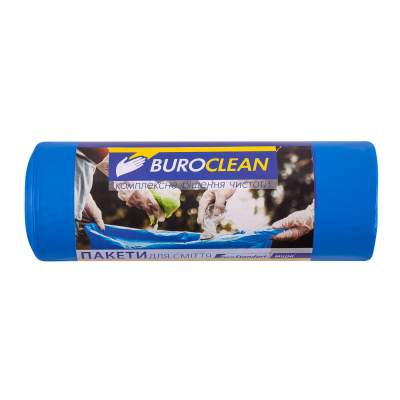 Пакети для сміття 120л20шт, 700*1080мм, блакитніі, 19мкм ПВТ (LDPE), BUROCLEAN EuroStandart