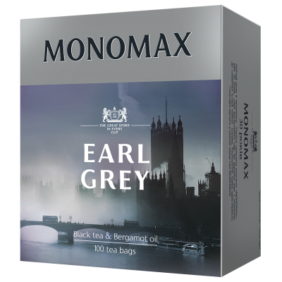 Чай чорний с бергамотом пакетований Мономах Earl Grey 100 х 2 г