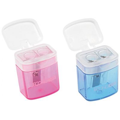 Точилка пластиковая c контейнером на 2 лезвия ассорти (E40611)