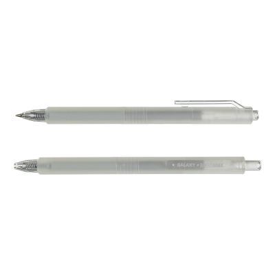 Ручка гелева автоматична GALAXY 0.5 мм, прозорий корпус з силіконовим грипом, чорнило синього кольору