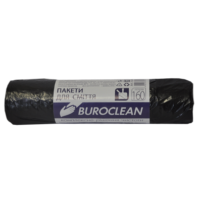 Пакеты для мусора 160л/10шт, 900х1050мм, черные, 22мкм , ПВД (LDPE), BuroClean ECO