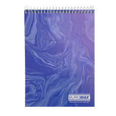 Блокнот на пружине сверху MARBLE, JOBMAX, А5, 48 л., клетка, синий