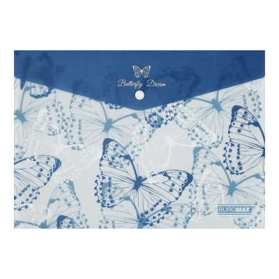 Папка-конверт А4 на кнопці, MACHAON ARABESKI, напівпрозора, синя