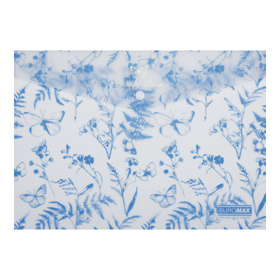 Папка-конверт А4 на кнопці, FERN ARABESKI, напівпрозора, блакитна