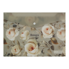 Папка-конверт А4 на кнопці, ROSES ARABESKI, напівпрозора, світло-сіра