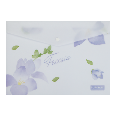 Папка-конверт А4 на кнопці, FREESIA ARABESKI, напівпрозора, бузкова