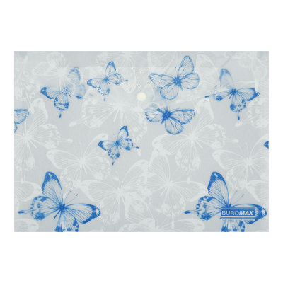 Папка-конверт А4 на кнопці, BUTTERFLY ARABESKI, напівпрозора, біла перламутрова