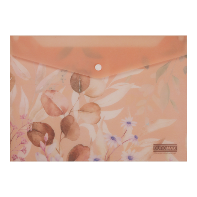 Папка-конверт А4 на кнопці, PEACH ARABESKI, напівпрозора, персикова