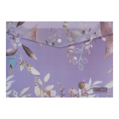 Папка-конверт А4 на кнопці, LILAC ARABESKI, напівпрозора, сливова