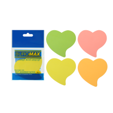 Блок бумаги с клейким слоем Сердце 50л ассорти неон