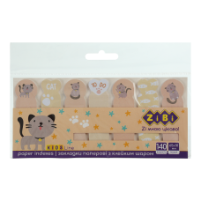 Закладки паперові GREY CAT, з клейким шаром, 68x20 мм та 65x18 мм, 7 диз. по 20 арк., KIDS Line