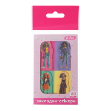 Закладки пластикові SUPER GIRL, з клейким шаром, 40x25 мм, 4 диз. по 20 арк.