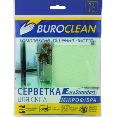 Салфетка для стекла, микрофибра, BuroClean EuroStandart 30х30 см