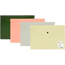 Папка-конверт на кнопці, непрозора, А4, OPTIMA, 180 мкм, фактура "СМУГА", асорті Папка-конверт на кнопці, непрозора, А4, OPTIMA, 180 мкм, фактура "СМУГА", асорті