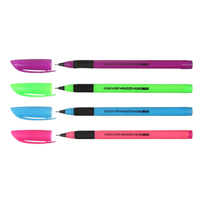 Ручка масляная SONATA GRIP, 0,5 мм, рез. грип, трехгр.корпус, синие чернила