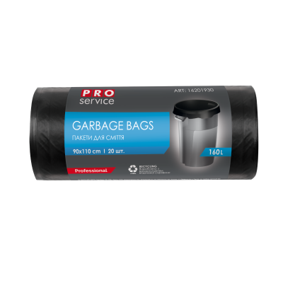 Пакеты для мусора, п/е, 90*110, 24 мкм, черные, LD, 160л/10шт (10шт/ящ)