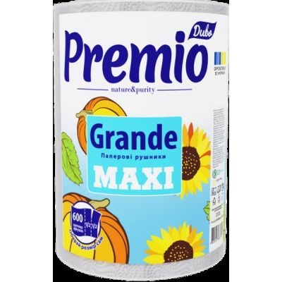 Рушник целюлозний "Диво Premio GRANDE MAXI", по 1 рул., на гільзі, 2-х шар., білий