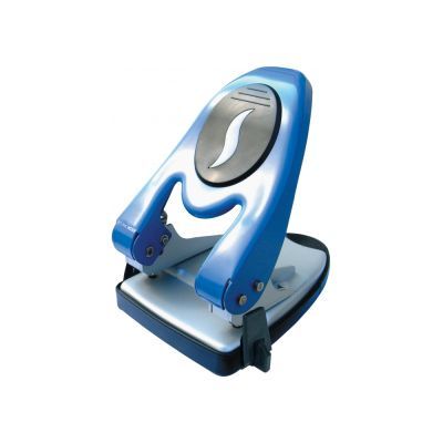 Дырокол 60л металлический корпус с линейкой синий (E40119)