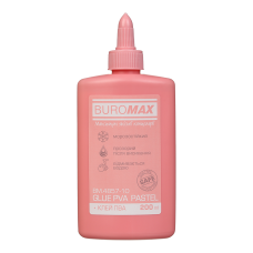 Клей ПВА 200 мл, PASTEL , ковпачок-дозатор, рожевий