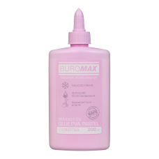 Клей ПВА 200 мл, PASTEL , ковпачок-дозатор, бузковий