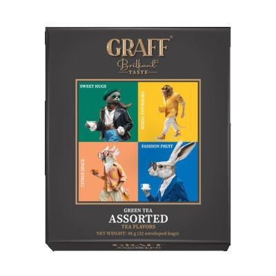 Чай зелений байховий асорті 48 г (1.5г*32) пакети-саше, «Асорті чайних смаків» GRAFF