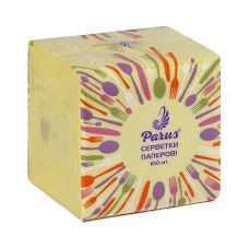 Серветки столові паперові 24х24, 100 шт., в п/п упаковці, жовті Parus