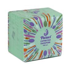 Серветки столові паперові 24х24 см, 100 шт., в п/п упаковці, зелені Parus