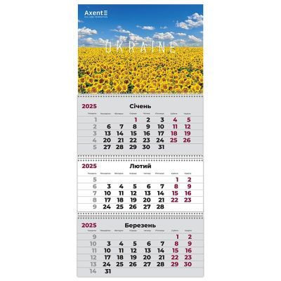 Календар настінний квартальний на 2026 р. (3 пружини) Ukraine 1