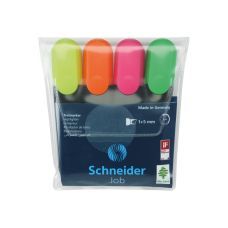 Набор маркеров текстовыделителей SCHNEIDER JOB 1-4,5 мм, 4 цвета в блистере.
