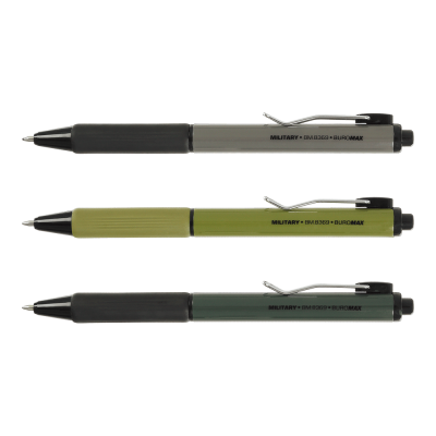 Ручка масляна автоматична MILITARY, 0,7 мм, ассорті корпусів, з гумови грипом, сині чорнила