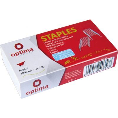 Скобы к степлерам Optima, №24/6, 1000 шт, заостренные
