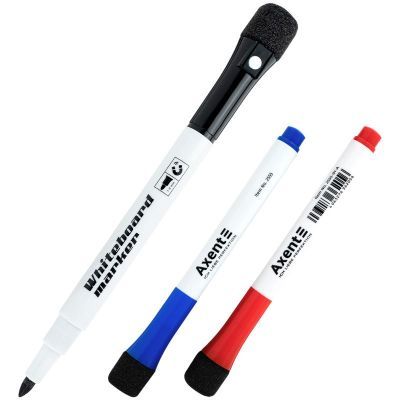 Маркер Whiteboard с магнитным держателем и губкой на колпачке, 1–2 мм, набор из 3 цветов