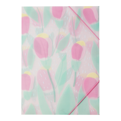 Папка А4 на гумках, TULIP ARABESKI, напівпрозора, малинова