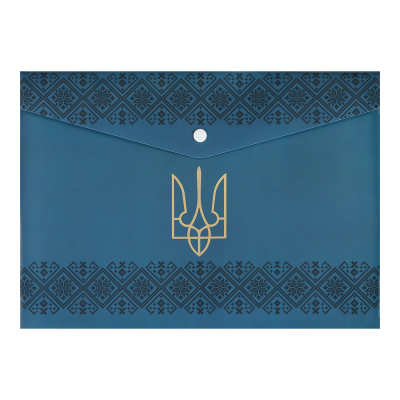 Папка-конверт А4 на кнопці, UKRAINE DECOR, вишиванка синя