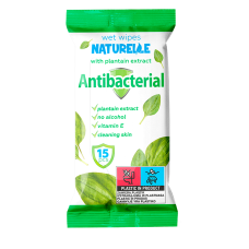 Серветки вологі, Аntibacterial, з екстрактом листя подорожника, 15шт., NATURELLE Серветки вологі, Аntibacterial, з екстрактом листя подорожника, 15шт., NATURELLE