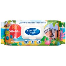 Серветки вологі дитячі, Mega Pack, 120шт., Summer Fresh