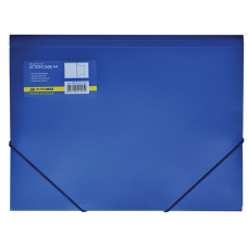 Папка на резинках, А4, глянцевый непрозр. пластик, синяя