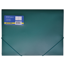 Папка на резинках, А4, глянцевый непрозр. пластик, зеленая