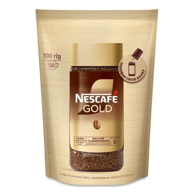 Кофе растворимый Nescafe Gold 100 гр эконом пакет (64016)