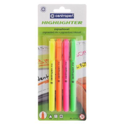 Набор текстовых маркеров Fax 8722, 4 цвета на блистере, Centropen