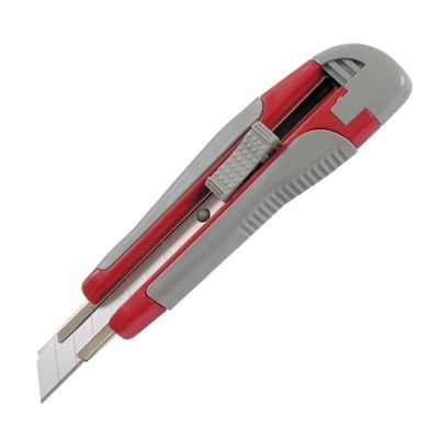 Нож канцелярский, металлические нарпавляющие, 18 мм. Прорезиненные ручка