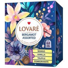 Чай черный пакетированный Lovare Ассорти Бергамот, 4 вида по 8 шт.