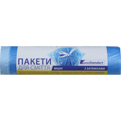 Пакеты для мусора 35л/15шт, с затяжками Eurostandart