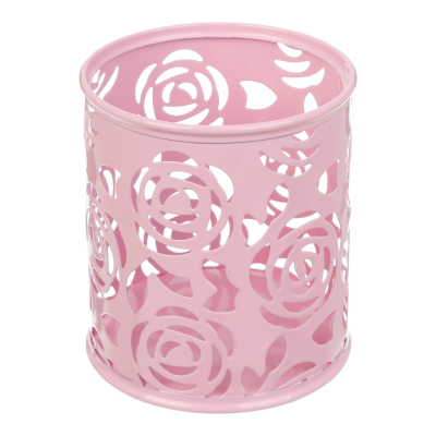 Подставка для ручек круглая, ROSE, PASTEL, металлическая, розовая