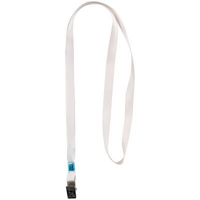 Шнурок для бейджа с метал. клипом, белый, 4532