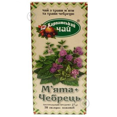 Чай травяной Карпатський чай пакетированный Мята + Тимьян 20 шт. 35 г