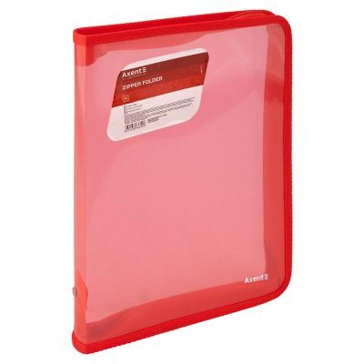 Папка объемная на молнии B5, прозрачная красная